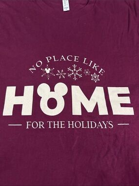 Bella Canvas Disney Maroon Holiday 'Home' Graphic Tee with Cream Print